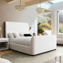 Eve Eastern Bed in Elite Ivory Fabric w/ Contoured Headboard & Footboard