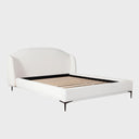 Path Low Profile Eastern King / Queen Bed in Oslo Ivory Fabric w/ Contoured Headboard and Black Metal Leg