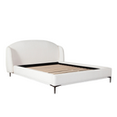Path Low Profile Eastern King / Queen Bed in Oslo Ivory Fabric w/ Contoured Headboard and Black Metal Leg