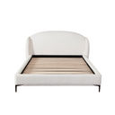 Path Low Profile Eastern King / Queen Bed in Oslo Ivory Fabric w/ Contoured Headboard and Black Metal Leg