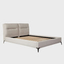 Leandro Low Profile Eastern Bed in Clarkson Sand Fabric w/ Black Metal Leg