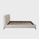 Leandro Low Profile Eastern Bed in Clarkson Sand Fabric w/ Black Metal Leg