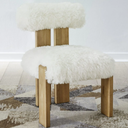 Nia Dining Accent Chair in Sheepskin and Lioness