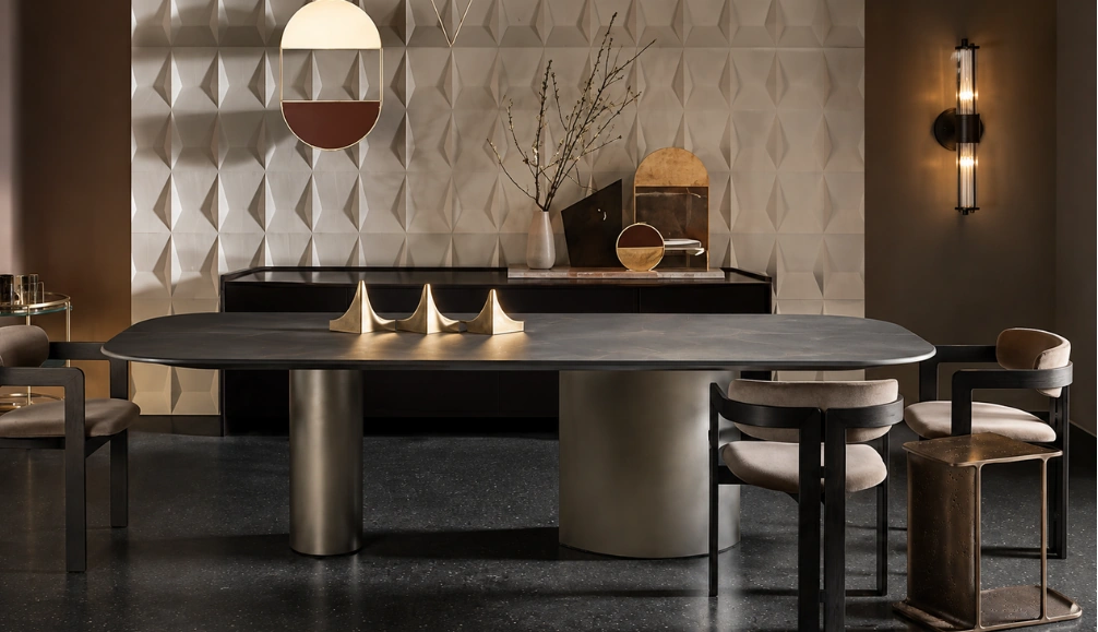Contemporary dining room with a space-conscious scaled-down dining set from Ayla Home Collection